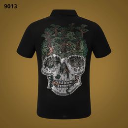 NEW PP Men Polo Shirt Summer Skull Diamond Phillip Plain Short Sleeve Designer T Shirt Harajuku Tee Brand Skulls Print Tops Streetwear FP9013