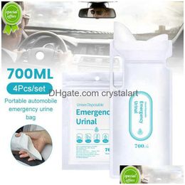 New 4Pcs 700Ml Emergency Portable Car Urine Bag Vomit Bags Mini Mobile Toilets Handy Unisex Disposable Urinal Toilet Bag Drop Delivery Dhdqp