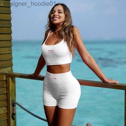 Womens Shapers Bustier Set Corsets LUCXY Womens Activewear Active Sets For Girls Knitted Sling vest shorts set fashion sexy sports casual slim fitting womens clothi