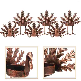 Candle Holders 6 Pcs Turkey Holder Stand Metal Thanksgiving Tea Light Decor Iron Candlestick Party Supplies Desktop