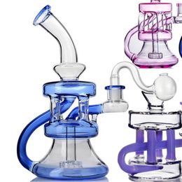 8.2 inch Height Purple Fab Egg Glass Water Bong Recyler Bubbler Smoking Hookah Dab Rigs Glass Bong 14.4 mm Banger