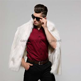 Men's Fur Faux Fur Winter Thick Warm Faux Fur Coat For Men White Black Classic Male Overcoat Lapel Collar Outwear Coats Casual Hombre Jacket 211207L230914