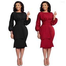 Casual Dresses Sexy Corset Long Sleeve Knee Dress Women O Neck Bodycon Spring Summer Elegant Sundress Streetwear Office Lady Clothes