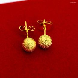 Stud Earrings 2 Pair Wholesale Womens Girls Yellow Gold Filled Frosted Friendship Jewellery Ball Shaped Simple Style Gift