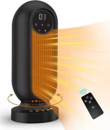 Home Heaters Heater 1500W Oscillating Ceramic Heater Portable Fast Heating Fan Heater with LED Flame Light 12Hrs Timer Remote Control HKD230904