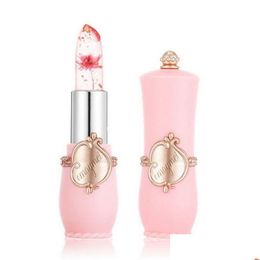 Lipstick Flower Jelly Crystal Lip Balm Lips Stick Temperature Change Waterproof Natural Nutritious Make Up Lipper Lipsticks Drop Deliv Dhxzc