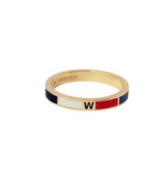 Foundrae Internal Compass Thin Champleve Enamel Band 18-karat ring for woman designer Jewellery Customised pendant gold plated 18K gold