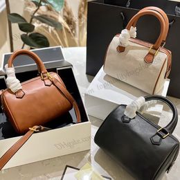 Small Boston bag Smooth Leather Brown Totes Handbag Luxury Designer Shoulder Crossbody Bags Zipped Closure Purse 2023