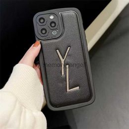 Cell Phone Cases Iphone Phones Case For Iphone 14 Pro 13 12 Mobile Phone Shell Stylish Leather Lettering Back Cover Phone Cases For Lovers HKD230914