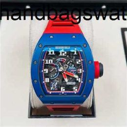 RicharMilles Watches Luxury Mechanical Mechanical Movement Ceramic Dial Rubber strap Series Rm030 Blue Side Red Paris Limited Dial 427 50 Mm Complete Set