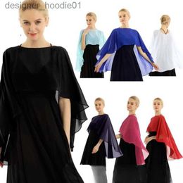 Women's Cape Bride shawl extended chiffon pullover cape women's wedding dress party accessories multi Colour L230914