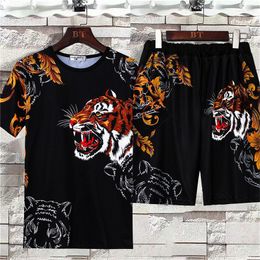 Men's Tracksuits Jogging Set Short Sleeved Shorts Casual T-shirt And Tiger Sports Two-piece