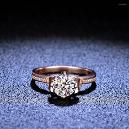 Cluster Rings Inbeaut Rose Gold Excellent Flower Cut D Color Pass Diamond Test PT950 Stamped Ring 925 Silver Sparkling Moissanite Wedding