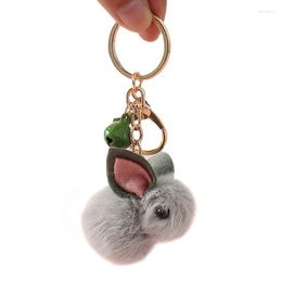 Keychains Mini Fluffy Fur Ball Pompon Keychain Woman Girls Cute Plush Key Chain On Bag Car Trinket Jewelry Party Friends Gift