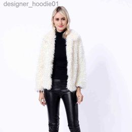 Womens Fur Faux Fur Autumn and winter Lapel Korean version double row button long sleeve imitation sheep shearing imitation fur coat womens short sheepskin 211207 L2