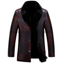 Men's Fur Faux Fur Thick Warm Mens PU Faux Fur Coat And Leather Jacket Fashion Casual Men's Clothing Jaquet Russian Winter Black Leather JacketsL230914