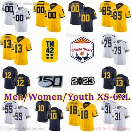 2023 Custom S-6XL NCAA Michigan Wolverines Football Jersey 2 Blake Corum 9 J.J. McCarthy 44 Max Bredeson 55 Mason Graham 17 Braiden McGregor 32 Jaylen Harrell 3 Keon Sabb