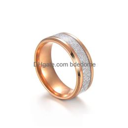 Band Rings Ice Silk Foil Gold Sier Blue Black Color Stainless Steel Ring Finger For Men Women Hip Hop Jewelry Fashion Will And Drop De Dh3Yd