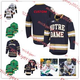 Jake Evans Andrew Peeke ND Hóquei Jersey Robbie Russo Bryan Rust Riley Sheahan Kyle Palmieri Cole Knuble Notre Dame Fighting Irish Jerseys Personalizado Costura Mens Juventude