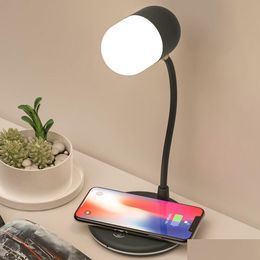 Portable Speakers 3 In 1 Flexible Led Desk Lamp Usb Charging With Wireless Charger Bluetooth Speaker Table Light Smart Touch Dimmer Li Dhwz4