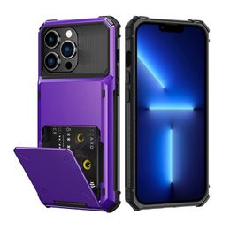 Shockproof Hybrid Heavy Duty Flip Hidden Card Holder Wallet Case For iPhone 15 14 Pro Max 13 12 11 XR XS 8 Hard Back Phone Conque