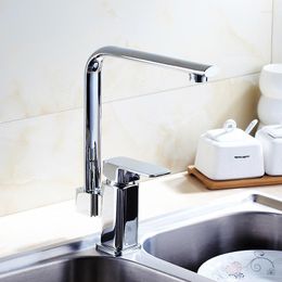 Kitchen Faucets Sink Dish Basin Faucet And Cold Copper Chrome Plated Rotated Single Hole Mixer Water Tap