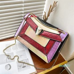 Colour Leather Shoulder Bag Women Handbag Designer Snake Head Crossbody Fashion Square Casual Tote