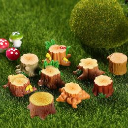 Garden Decorations 1pcs Tree Stump Resin Figurine Decorative Micro Landscape Home Decor Miniature Fairy Decoration Accessories