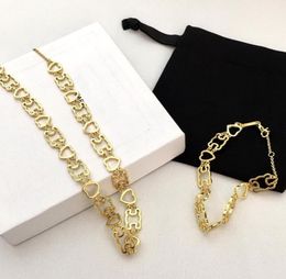 New designed Triomphe Hollow love Tandem Pendant necklace bracelet earring Brass Gold plated women Designer Jewellery Sets XCE11