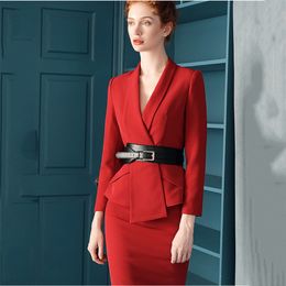 Two Piece Dress High Quality Office Lady Skirt Suit Women 2024 Elegant Fashion Design Slim Business Attire Stylish Wear Pants 230914