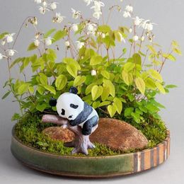 Garden Decorations Panda Statue Ornament Adorable Table Centrepiece Animal Sculpture Fairy Decoration For Yard Planter Pots Patio Home Desk