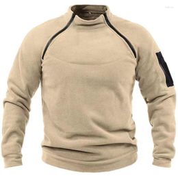 Men's Hoodies Standing Collar Men Sweater Autumn & Winter Warm Loose Top Solid Colour Zipper Outdoor Breathable Fashion Casual Clothes