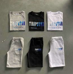 Men's Trapstar T Shirt Set Letter Embroidered Tracksuit Short Sleeve Plush Shorts Advanced Design 664ess