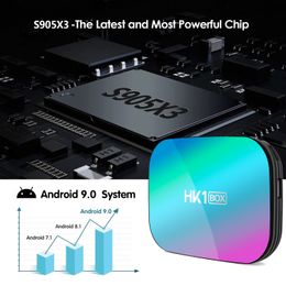 HK1 Box Smart TV Box Android 9.0 4K 100M/1000M 1080P Amlogic S905X3 Dual WiFi 4GB RAM 32GB ROM HK1BOX Set Top Box
