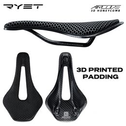 Bike Saddles RYET Carbon Fibre 3D Printed Bike Saddle Ultralight Hollow Comfortable Breathable MTB Mountain Road Cycling Seat Bicycle Parts 230915