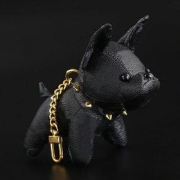 Good Christmas gift Accessories Brand Handbag decorative pendant Luxury Leather French fighting dog key chain280D