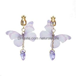 Ear Cuff Fashion Elegant Butterfly Clip Earrings For Women No Piercing Fake Cartilage Cute Statement Korean Earring Gifts Drop Deliver Dhhxm