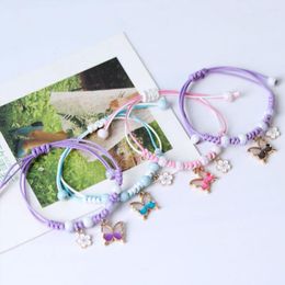 Charm Bracelets Fashion Butterfly Charms Crystal Women Bead Bangles Handmade Wristbands Adjustable Bracelet Friends Gifts