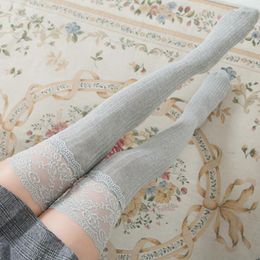 Women Socks Autumn Winter Over Knee Thigh High Stocking Lace Cotton Long Thick Stockings Lolita Cosplay Keep Warm