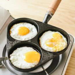 Pans Simple Kitchen Three Hole Fried Egg Maker Cast Iron Burger Machine Household Gas Induction Cooker Universal Non Stick Pan