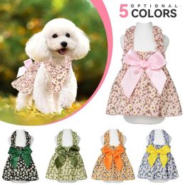 Dog Apparel Floral Princess Dress Spring Summer Pet Clothes Sweet Clothing Bichon Yorkshire Cute Printed Puppy Cat Skirt Thin