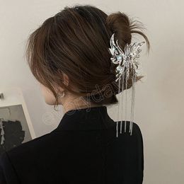 Artistic Butterfly Hair Clip Hairpin Women Charm Ornament Headdress Wedding Bride Tassel Hair Claw