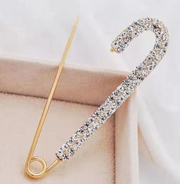 Pins Brooches Rhinestones Safety Pin Bow Large Brooch For Women Dress Sweater Gold Plating Crystals Elegant Jewelry Drop Delivery Dhtlr