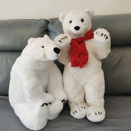 2PCS Pop Christmas Realistic Animal Polar Bear Plush Toy Big Soft Lovely Stuffed Anime White Bears Doll Gift Deco 60cm 70cm DY80114