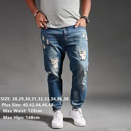 Ripped Jeans For Men Blue Black Denim Mens Jean Homme Harem Hip Hop Plus Size Trousers 44 46 48 Mens Uomo Fashions Jogger Pants 20184d