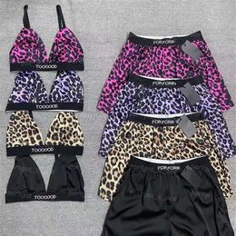 Webbing Letters Women Camisole Sexy Leopard Bra Shorts Trendy Summer Holiday Beach Bras Shorts284h