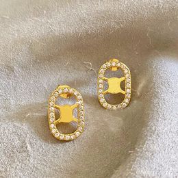 Romantic luxury designer simple stud 18k Gold women letter logo engrave dangle earrings girls wedding Jewellery gift CHD23091513 capsmens