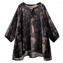 Women's Blouses Tie Dye Loose Fit Womens Tops And Ramie Thin (Summer) Half Sleeve Pullover Summer 2023 Blusa Mujer
