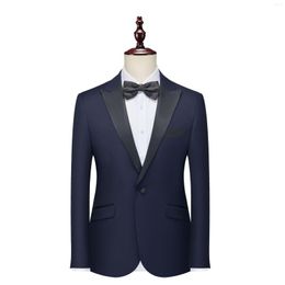 Men's Suits Luxury Men Slim Fit Suit Jacket Dress Show Host Groom Wedding Banquet Male Blazer Formal Business Black Navy Blue Costume Homme