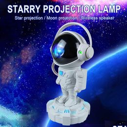 Portable Speakers Astronaut Star Bluetooth Speaker Lamp Bedroom Colorf Projection Atmosphere Night Light Spaceman Ornaments Sky Cloud Dhyc6